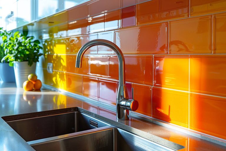 Peinture colorée sur un carrelage moderne