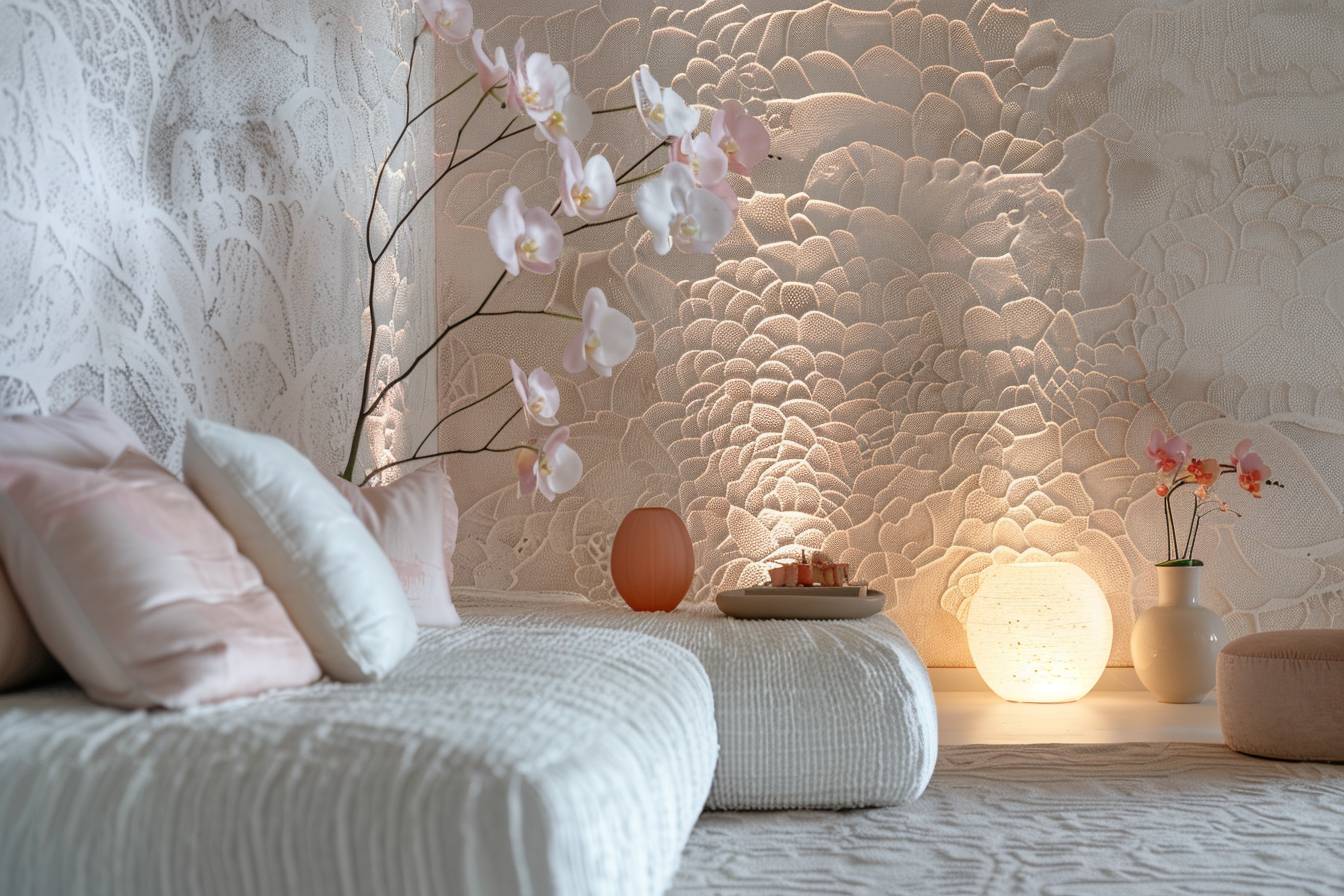 papier peint élégant pour un salon moderne  
décor stylé avec papier peint dans un salon cozy