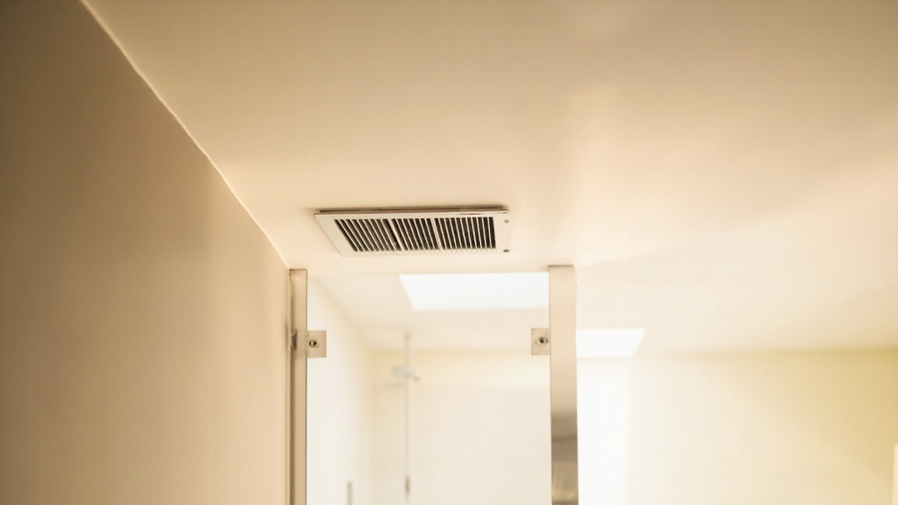 VMC dans salle bain avec ventilation en position optimale  
Installation VMC dans salle de bain pour bonne aération