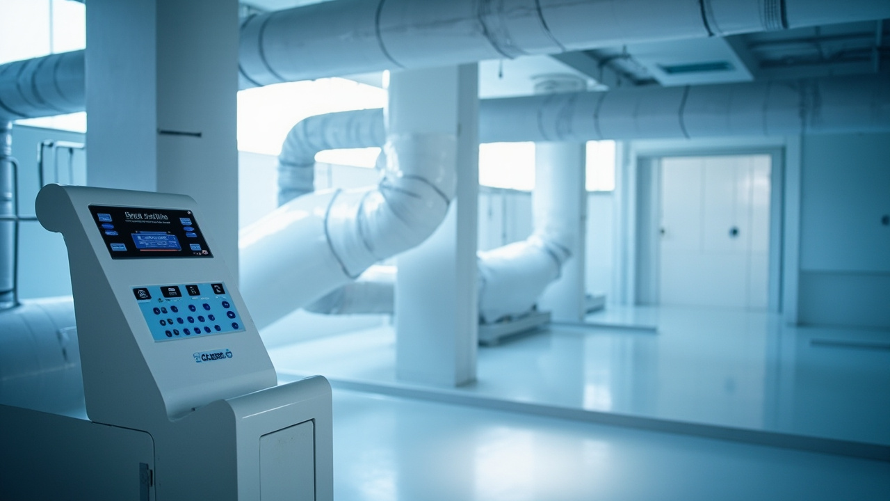Ventilation double flux avec conduits et ventilateurs  
Système de ventilation double flux avec filtres